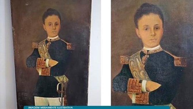 Foto - Obra histórica representando uma autoridade militar feminina, do início do século XX - [1]