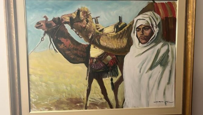 Foto - Quadro Decorativo Dois Camelos e um Homem - [1]