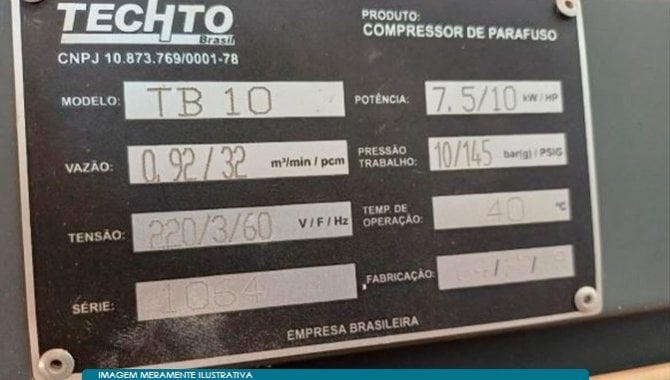 Foto - Compressor Parafuso Techto Mod. Tb 10 Fabr. 12/2019 - [2]